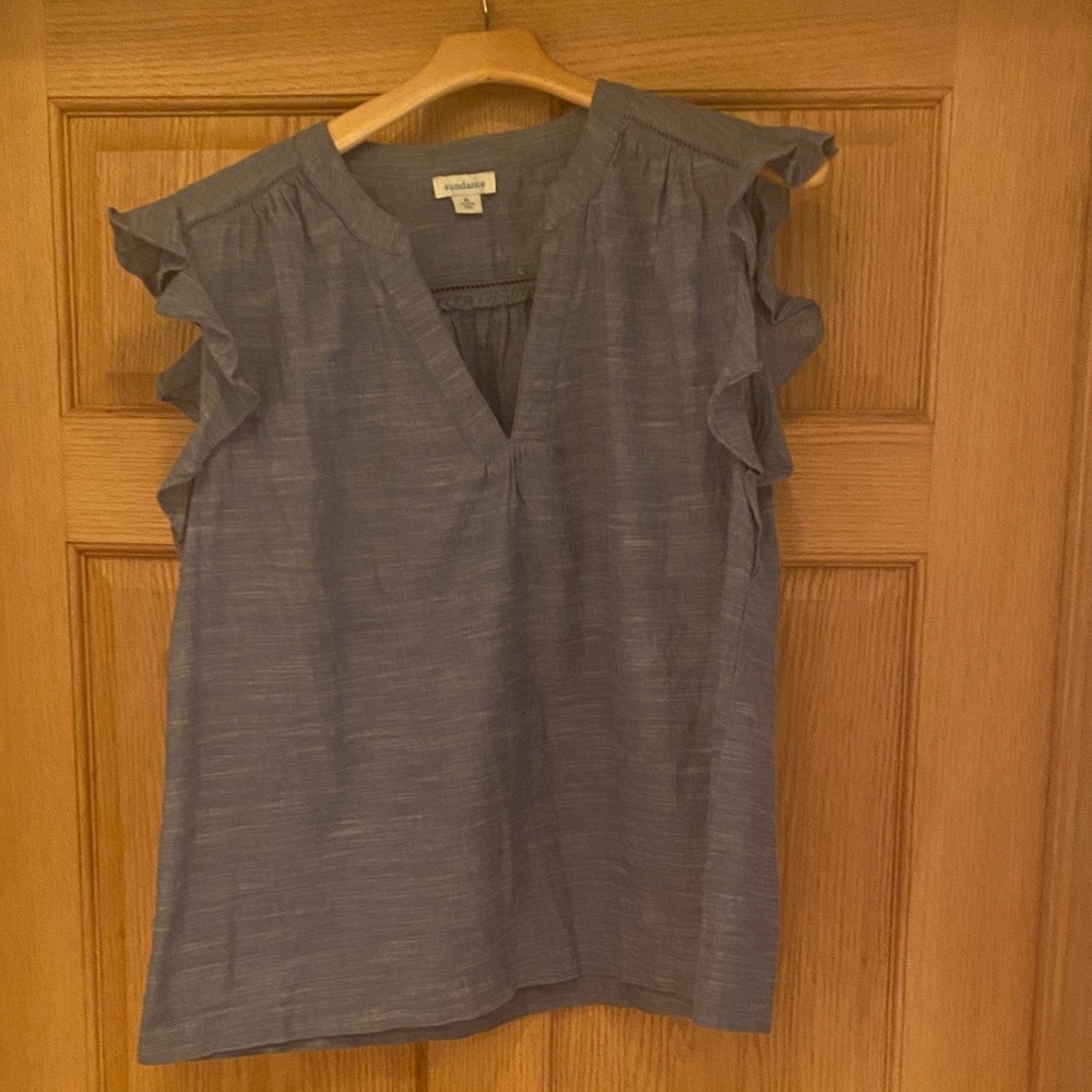 Sundance Blue Ruffle Sleeve Blouse